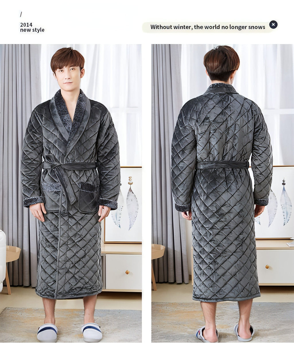 Winter Pajamas Men'S Winter Thickened Long Pajamas Plus Velvet