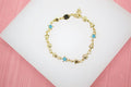 18K Gold Filled Star Charms Bracelet With Blue Star CZ Stones (I154)
