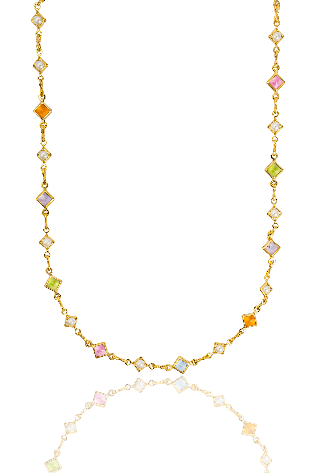 Diamond Frame Pearl and Enamel Stone Infinity Link Bracelet (H266/I292A/E279)