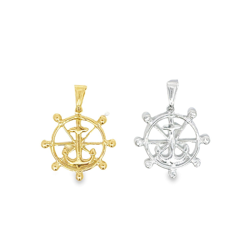 18K Gold Filled Anchor Coin Pendant