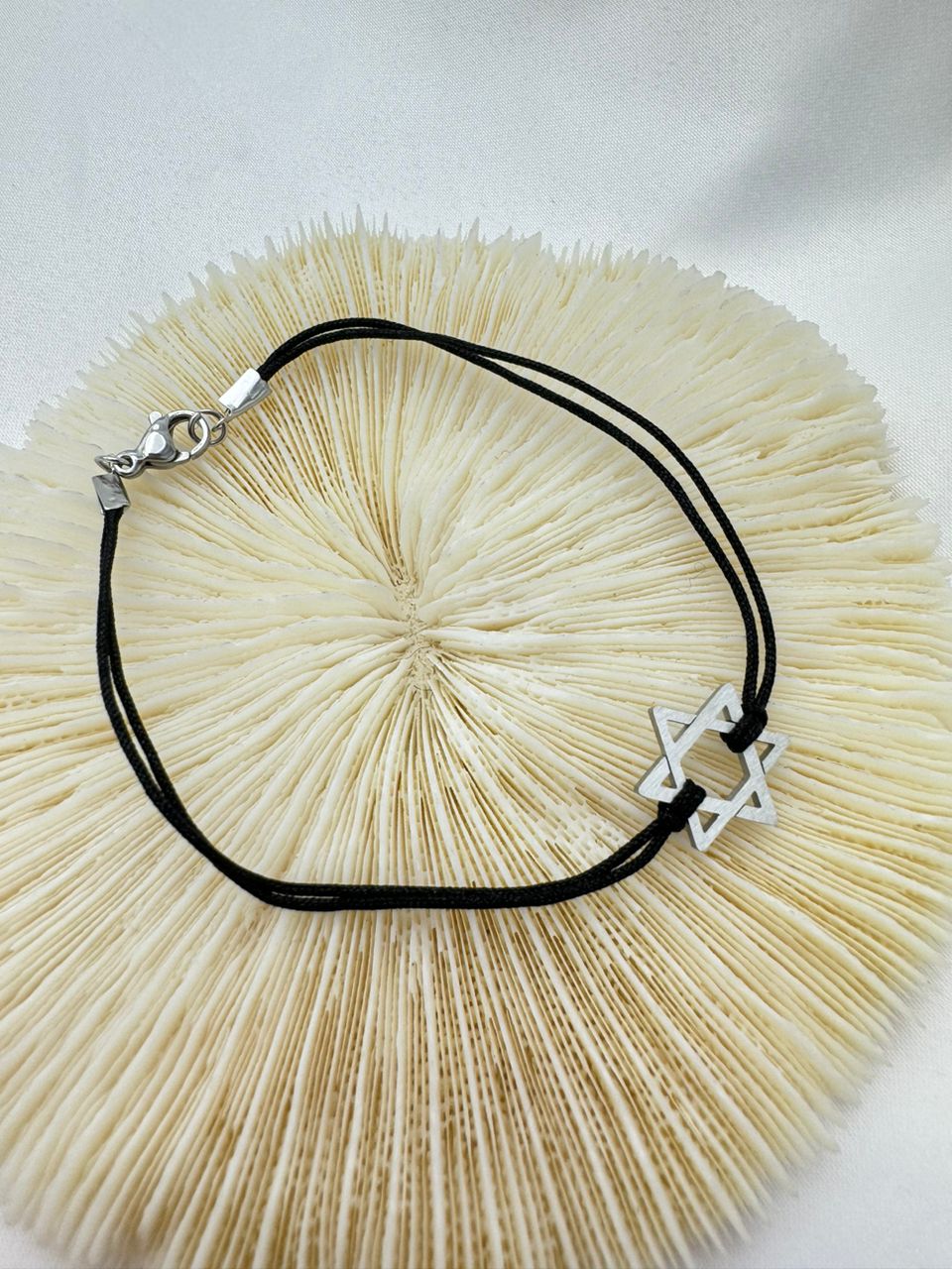 Silver-Plated Stainless Steel Star of David Cord Bracelet
