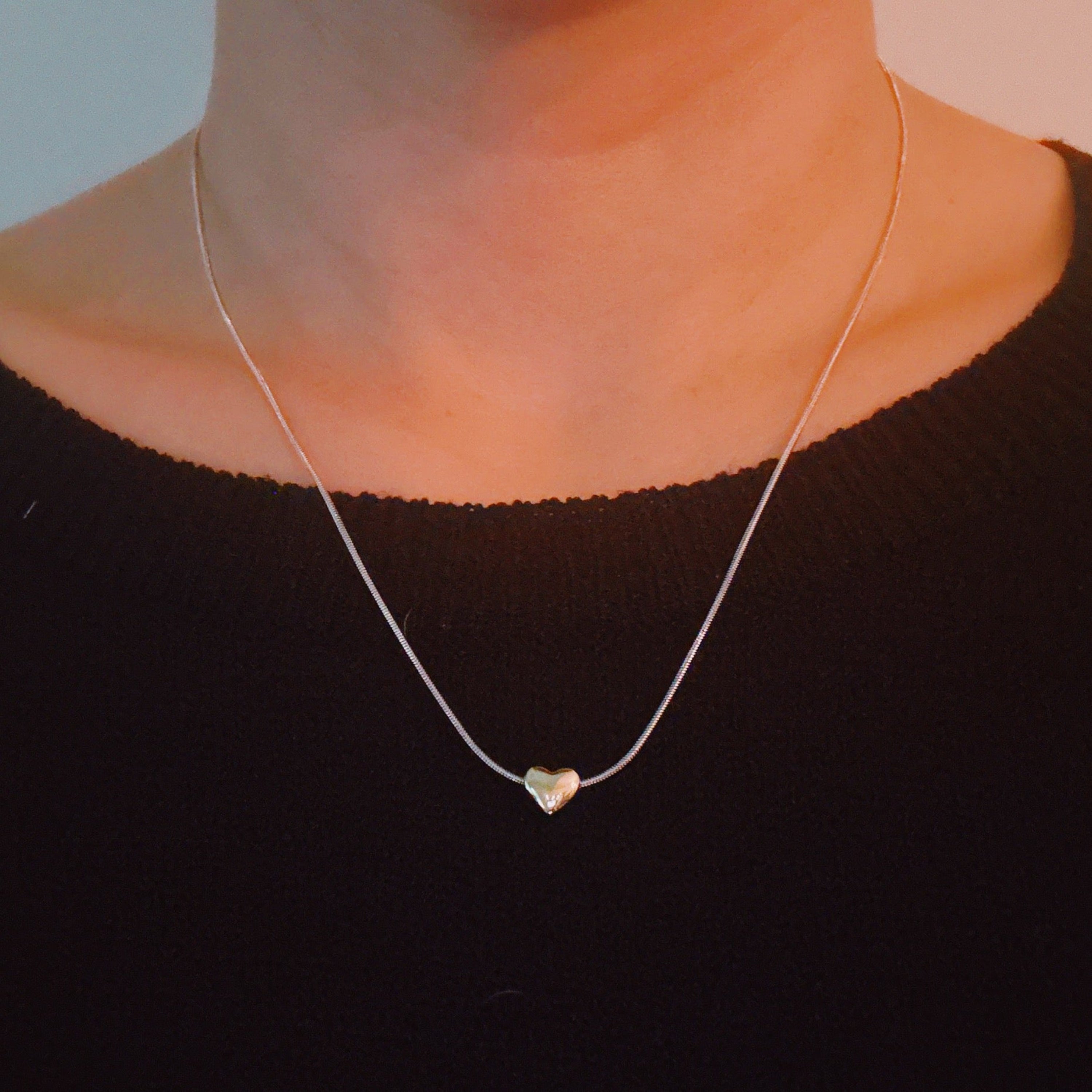 Two-Tone Petite Heart Pendant Necklace