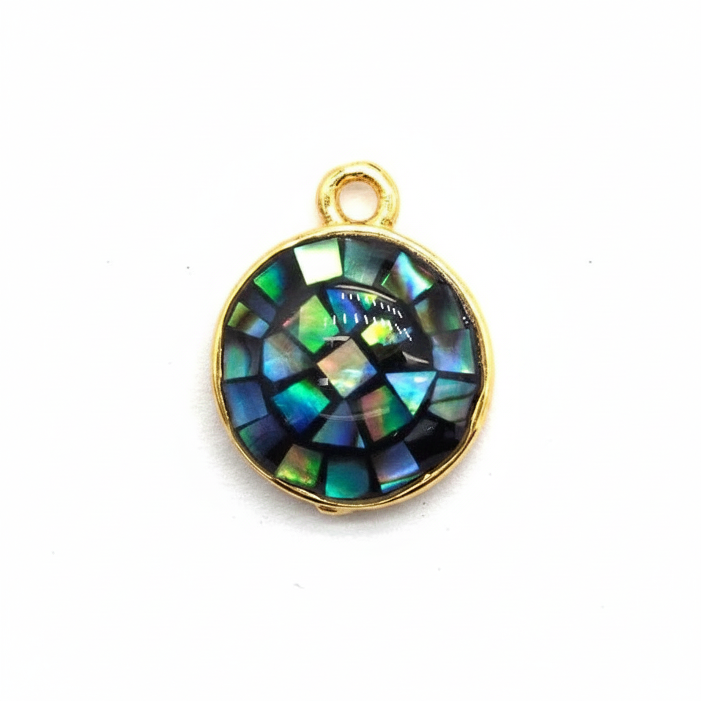 Abalone Pendant - Gold Close-up