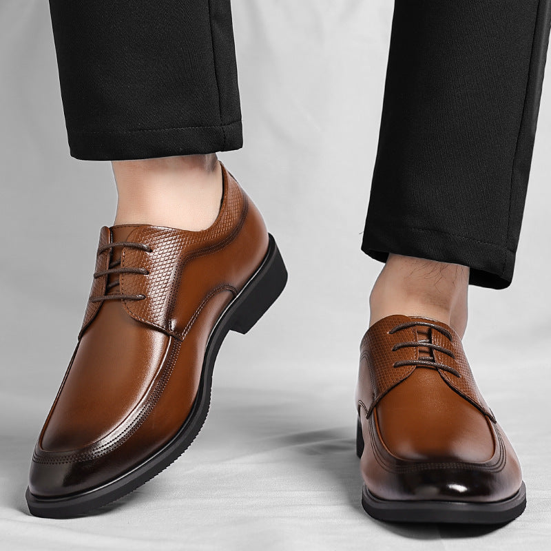 Men's Lace-Up Leather Dress Shoes | All-Season Casual Oxford Style | Black & Light Brown | Plus Sizes 37–46