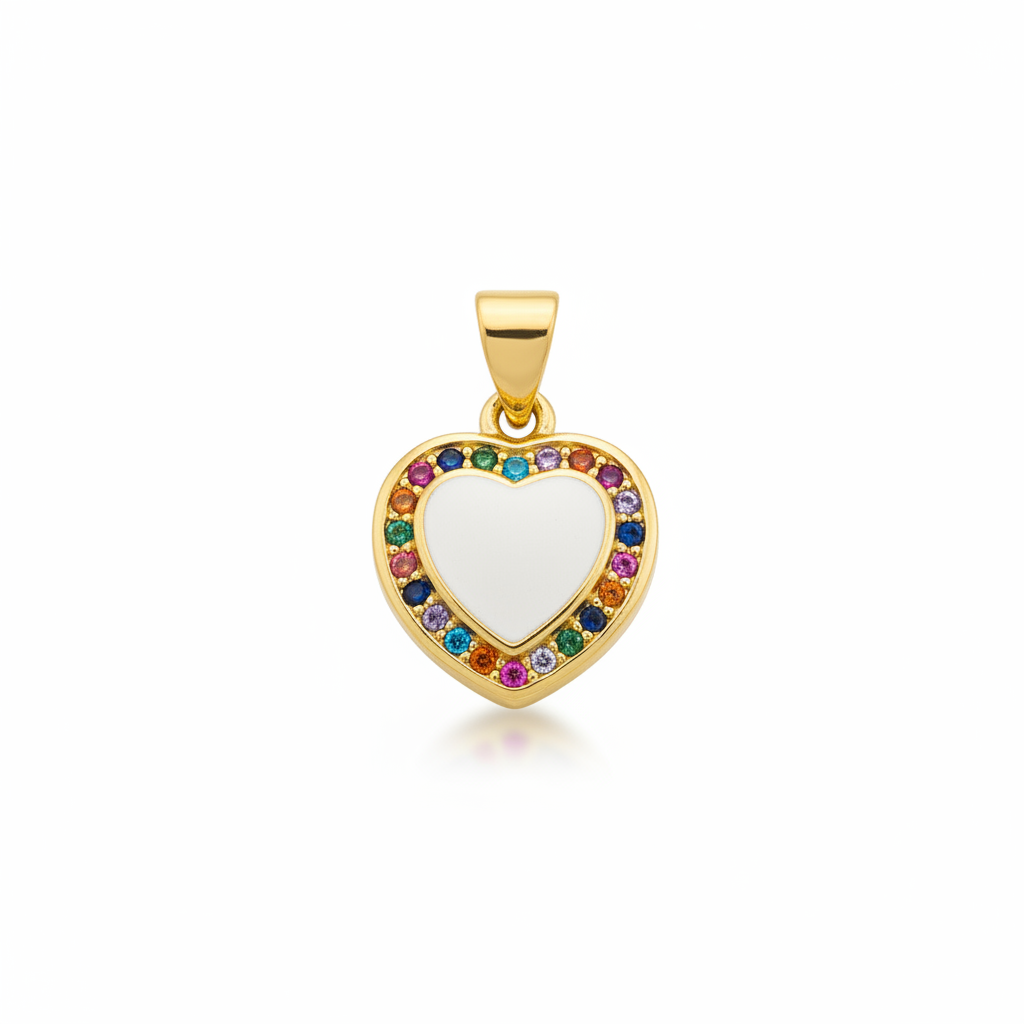 CZ Halo Heart - White