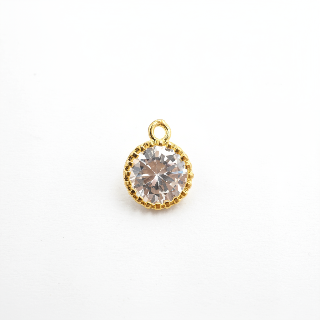 CZ Round Pendant - Gold
