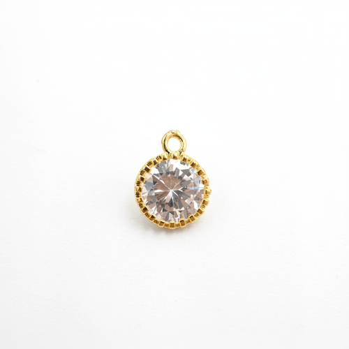 CZ Round Pendant - Gold