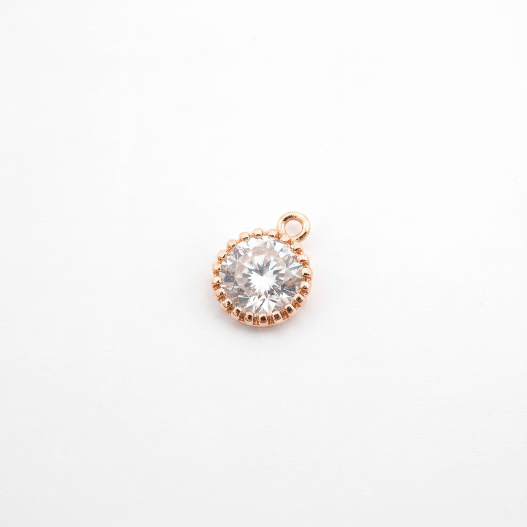 CZ Round Pendant - Rose Gold
