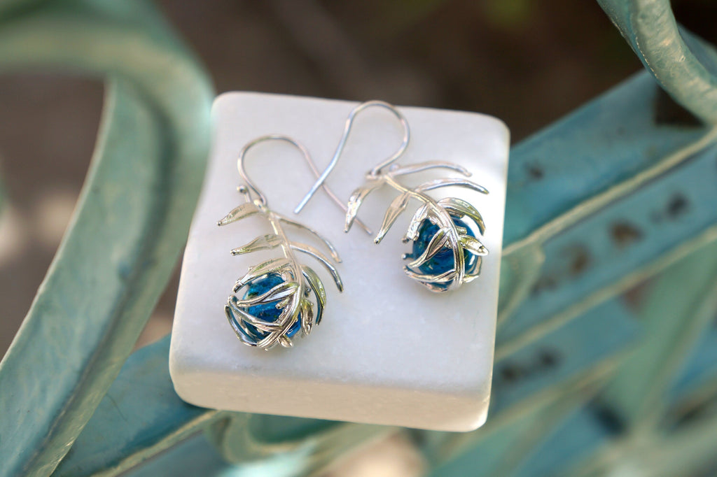 Araucaria Leaf Silver Earrings, Handmade Nature Jewelry, Organic Nature Earrings, Gift for Inspiration & Vitality, Sterling Silver 925