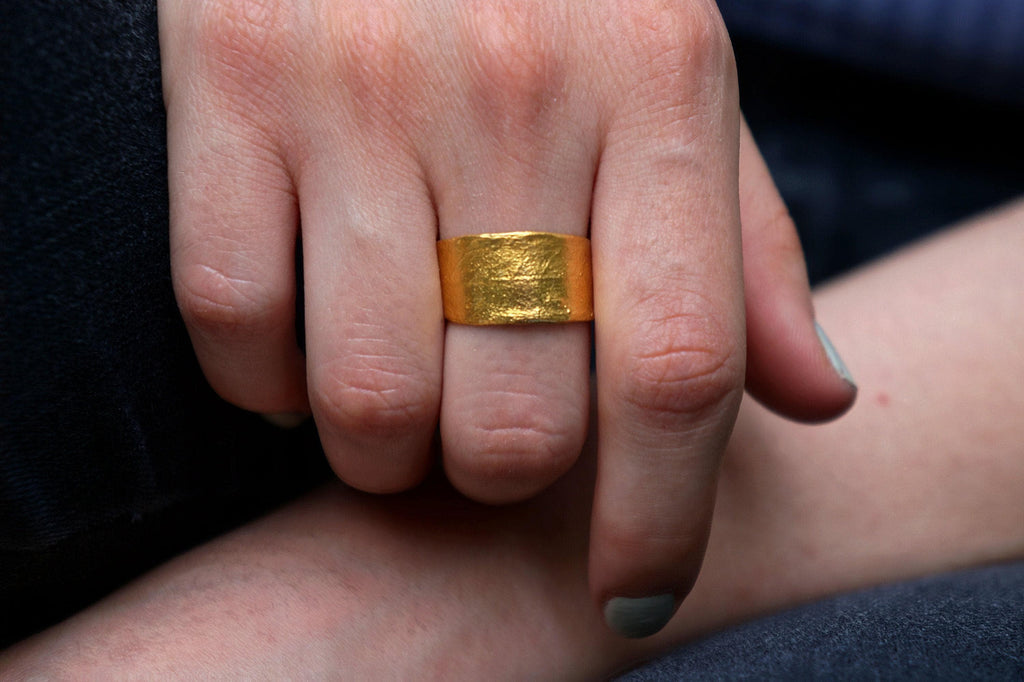 Real Olive Leaf Ring, Handmade Nature Jewelry, Organic Gold Band, Gift for Luck & Success, Eco Sustainable Brass