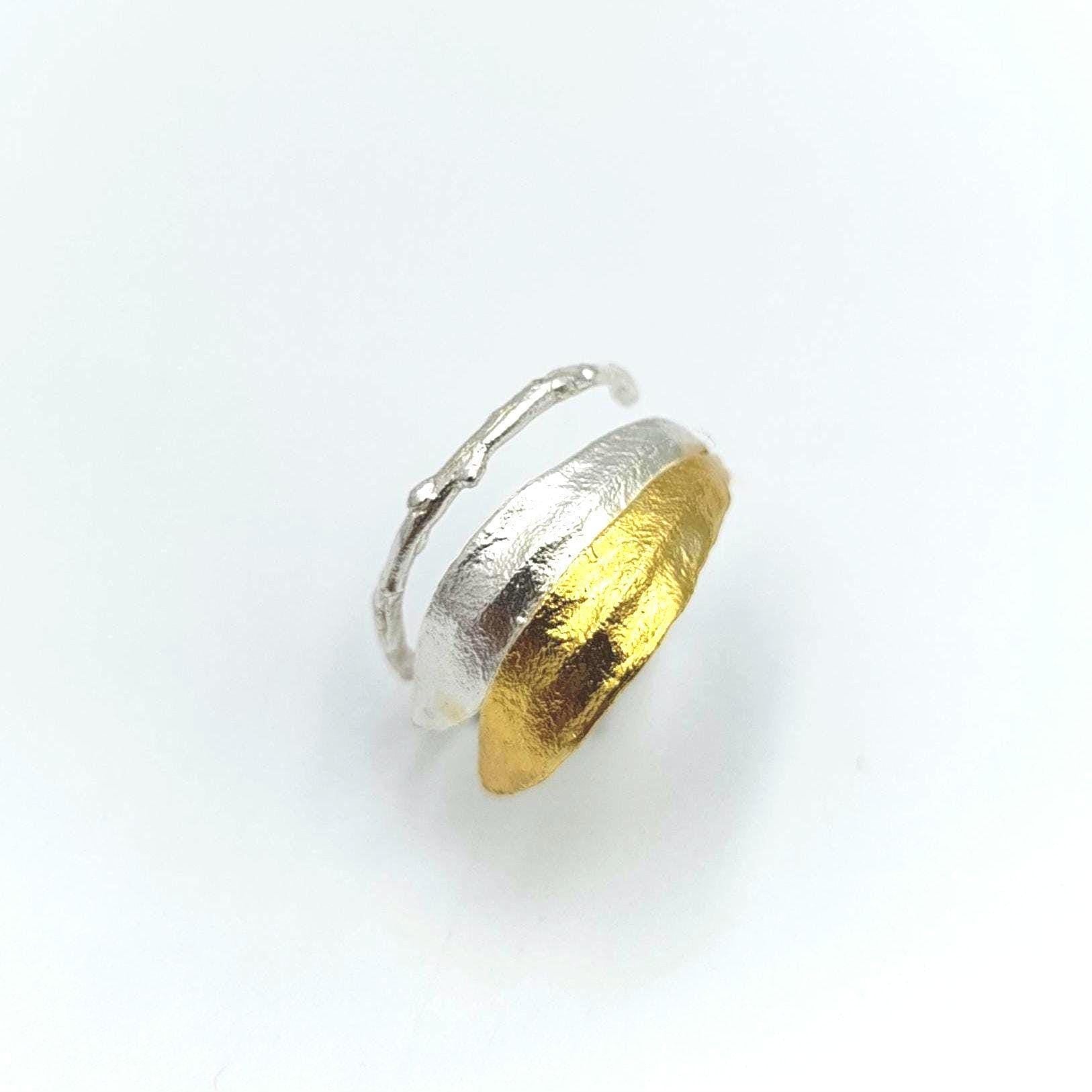 Real Olive Leaf Ring, Gold Plated Sterling Silver 925 Jewelry, Olive Branch Band, Handmade Minimalist Jewelry Gift, Birthday Gift for Women