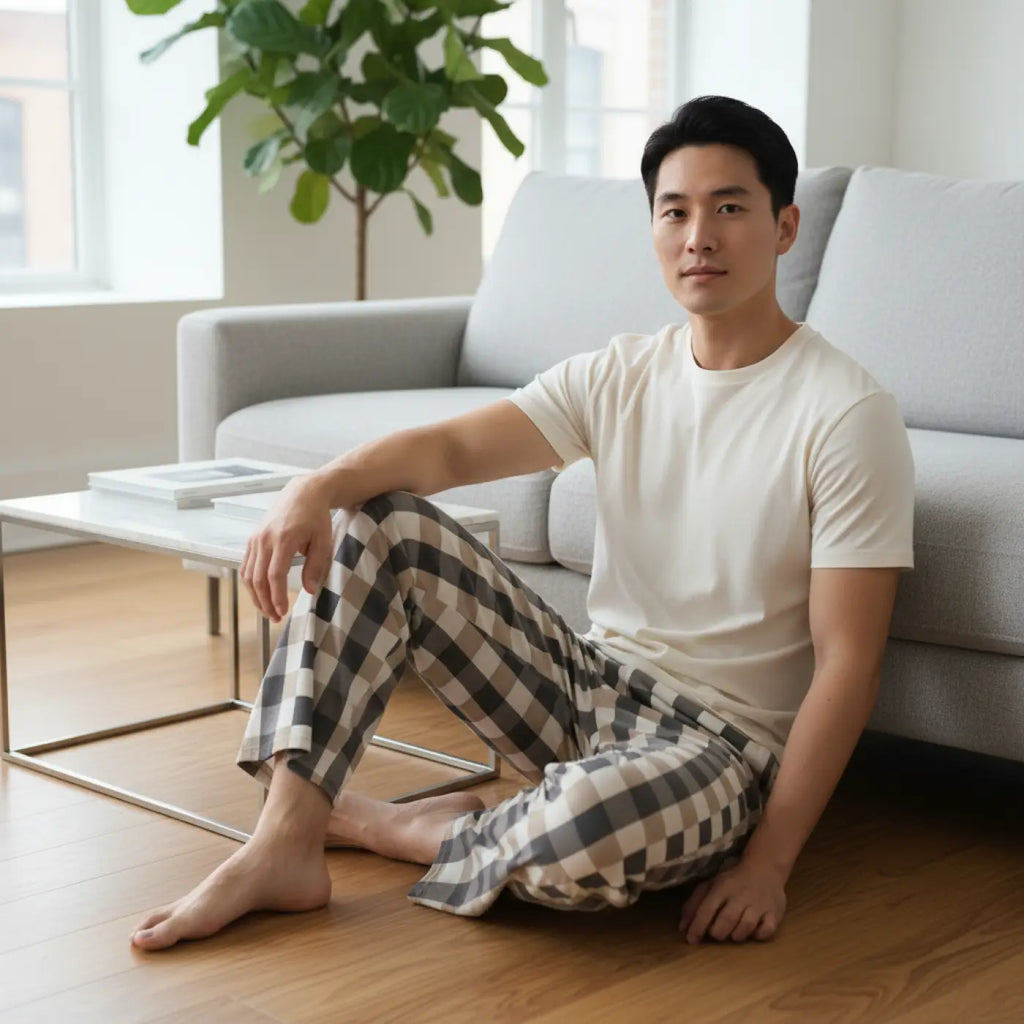 Plaid Lounge Pants – Soft Cotton Pajama Trousers - Dipaliz