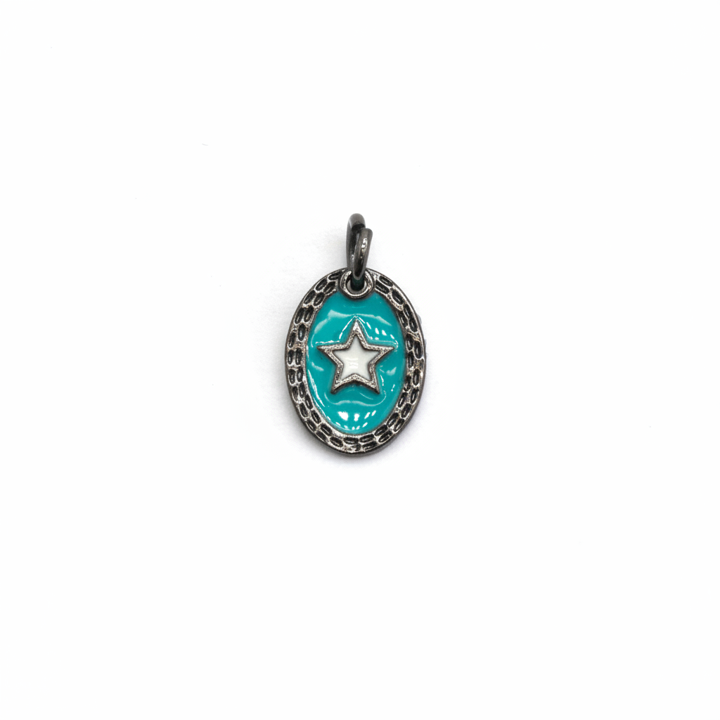 Oval Star Charm - Gunmetal