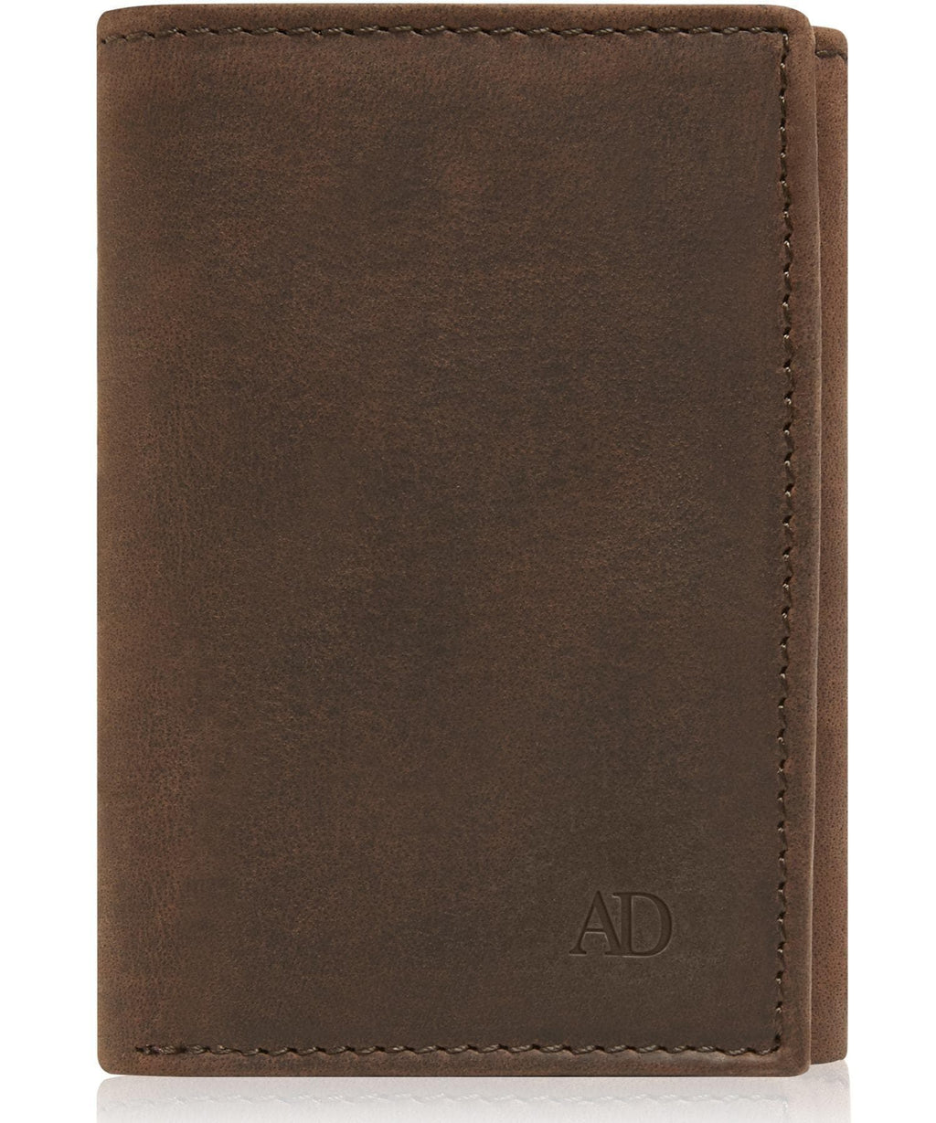 Genuine Leather Slim Trifold Wallet – ID Window, RFID Blocking