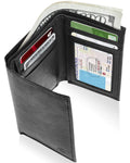 Genuine Leather Slim Trifold Wallet – ID Window, RFID Blocking