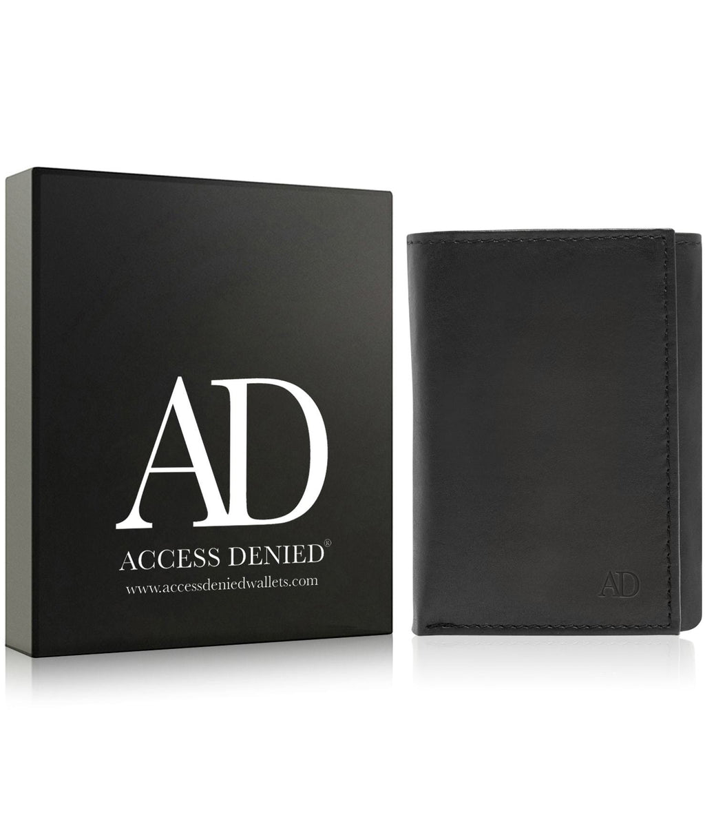 Genuine Leather Slim Trifold Wallet – ID Window, RFID Blocking