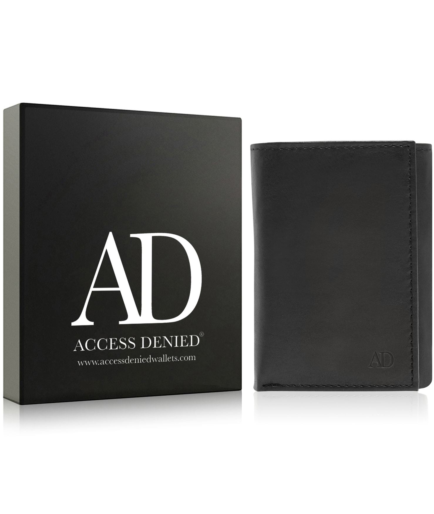 Genuine Leather Slim Trifold Wallet – ID Window, RFID Blocking