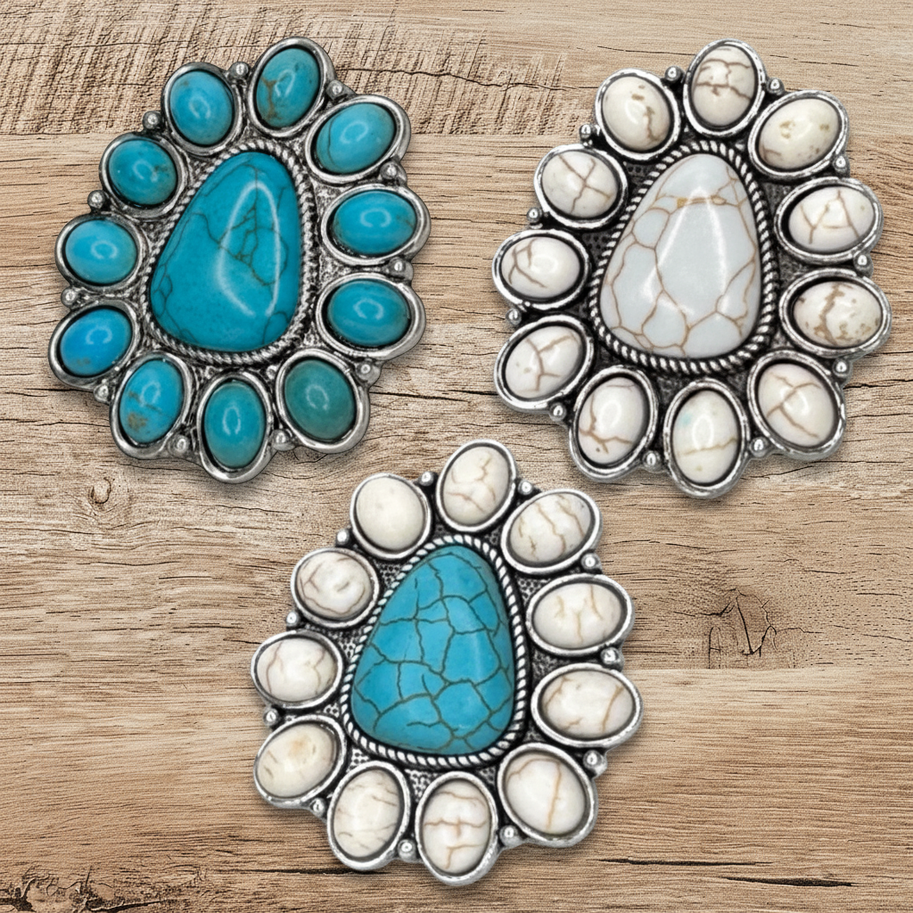 Triangle Stone Flower Ring - Wood Display